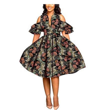 Load image into Gallery viewer, 2019 African print dresses for women ankara fabric dashiki dress Petal Sleeve party wedding A-line dress AFRIPRIDE S1825033