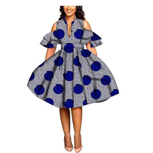 2019 African print dresses for women ankara fabric dashiki dress Petal Sleeve party wedding A-line dress AFRIPRIDE S1825033