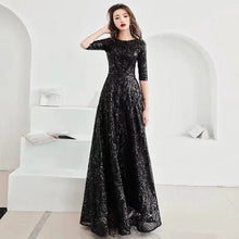 Load image into Gallery viewer, Luxury Sequin Women Long Evening Party Dress Plus Size High Waist Gold Sequin Women Black Dress lady elegant slim maxi vestidos