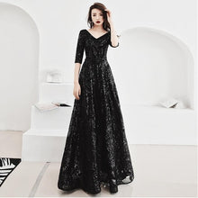 Load image into Gallery viewer, Luxury Sequin Women Long Evening Party Dress Plus Size High Waist Gold Sequin Women Black Dress lady elegant slim maxi vestidos