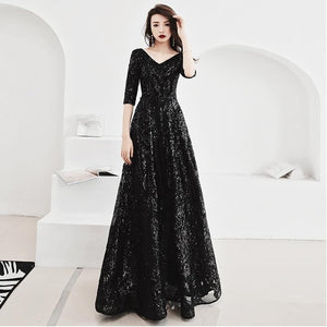 Luxury Sequin Women Long Evening Party Dress Plus Size High Waist Gold Sequin Women Black Dress lady elegant slim maxi vestidos