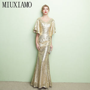 MIUXIMAO Custom Plus Size Luxury Sequined Embroidery Maxi Dress Fashion Party Dress Elegant Long Dress Women Vestido