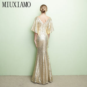 MIUXIMAO Custom Plus Size Luxury Sequined Embroidery Maxi Dress Fashion Party Dress Elegant Long Dress Women Vestido