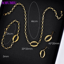 Load image into Gallery viewer, AMUMIU Italian Fashion Laser Patterns Jewelry Charms Dubai Gold Jewelry Sets African Women Big Necklace Wedding Party JS009