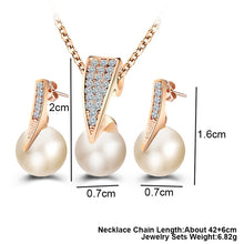 Load image into Gallery viewer, 17KM Fashion Imitation Pearl Jewelry Sets Rhinestone Gold Color Necklace Sets for Women Bridal Wedding Water Drop Earrings