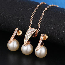 Load image into Gallery viewer, 17KM Fashion Imitation Pearl Jewelry Sets Rhinestone Gold Color Necklace Sets for Women Bridal Wedding Water Drop Earrings