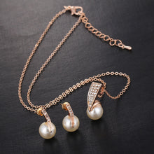 Load image into Gallery viewer, 17KM Fashion Imitation Pearl Jewelry Sets Rhinestone Gold Color Necklace Sets for Women Bridal Wedding Water Drop Earrings