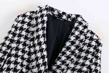 Load image into Gallery viewer, Vintage Stylish Houndstooth Double Breasted Blazer Coat Women 2020 Fashion Long Sleeve Frayed Trims Outerwear Chic Plaid Tops