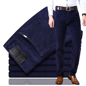 new Corduroy men's casual pants 2019 classic middle-aged business straight stretch casual streetwear brand wine red casual pants