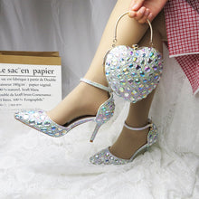 Load image into Gallery viewer, Love Moments AB crystal Wedding shoes 9cm Sweet Heels party shoes Woman Wedding shoes with matching bags Heart bags and shoes