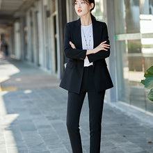 Load image into Gallery viewer, 2019 New women office lady pant suits of high quality OL blazer suit jackets with ankle length trouser red two pieces set suit