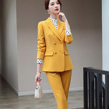 Load image into Gallery viewer, 2019 New women office lady pant suits of high quality OL blazer suit jackets with ankle length trouser red two pieces set suit