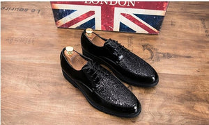 fashion men footwear leather shoes Men Dress Shoes wedding business Bullock Designer black Gold Oxfords Bling Bling LE-47