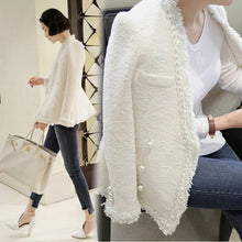 Load image into Gallery viewer, New Women Top coat Wool Tweed velvet Coat fashion Arrived Top Quality Simple Sexy Slim Thin Cotton pearl Tassel OL Ladies jacket