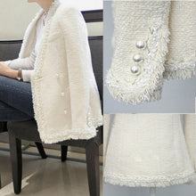 Load image into Gallery viewer, New Women Top coat Wool Tweed velvet Coat fashion Arrived Top Quality Simple Sexy Slim Thin Cotton pearl Tassel OL Ladies jacket