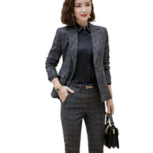 Load image into Gallery viewer, Lenshin 2 Pieces Set Plaid Formal Pant Suit Office Lady Uniform Designs for Women Business High-quality Suits Work Wear