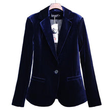 Load image into Gallery viewer, High Quality 2019 New Velvet Women Blazer Black Blue Elegant Lady Blazers Suits  Plus Size Long Sleeve Slim Office Suit Jacket