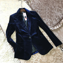 Load image into Gallery viewer, High Quality 2019 New Velvet Women Blazer Black Blue Elegant Lady Blazers Suits  Plus Size Long Sleeve Slim Office Suit Jacket