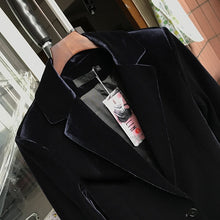 Load image into Gallery viewer, High Quality 2019 New Velvet Women Blazer Black Blue Elegant Lady Blazers Suits  Plus Size Long Sleeve Slim Office Suit Jacket