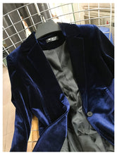 Load image into Gallery viewer, High Quality 2019 New Velvet Women Blazer Black Blue Elegant Lady Blazers Suits  Plus Size Long Sleeve Slim Office Suit Jacket