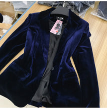 Load image into Gallery viewer, High Quality 2019 New Velvet Women Blazer Black Blue Elegant Lady Blazers Suits  Plus Size Long Sleeve Slim Office Suit Jacket