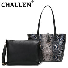 Load image into Gallery viewer, Vintage Women&#39;s Large Capacity Tote Bag Snake Print female PU Leather Composite Bag Messenger bag Crossbody shoulder bag B44-28