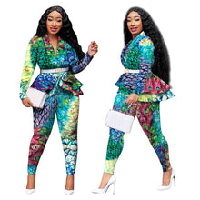 Load image into Gallery viewer, 2 Piece Set Africa Clothing Suit For Women Sets New African Print Elastic Bazin Baggy Rock Style Dashiki Sleeve Famous Suit Lady