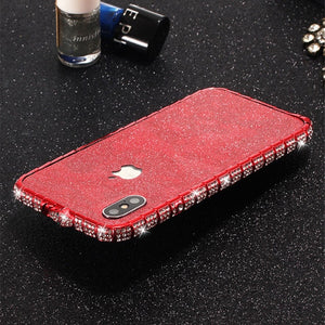 for iPhone 11 Pro Max Case Xs Max Xr X 10 8 7 6 Plus Luxury Bling Diamond Metal Bumper Glitter Stick Cover Girl Women Rhinestone