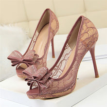 Load image into Gallery viewer, Sexy platform heels Peep Toe Lace Black high heels shoes White wedding shoes ladies sandals Pumps Women shoes 2020