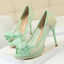 Load image into Gallery viewer, Sexy platform heels Peep Toe Lace Black high heels shoes White wedding shoes ladies sandals Pumps Women shoes 2020