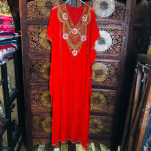 Load image into Gallery viewer, Sarees For Women In India Bat Indian Dress Pakistan Golden Red Long Dress Bat Sleeve Beaded Sequins V-neck Chiffon Dress Female