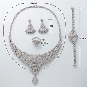 Wedding Jewelry Sets Luxury Shiny Water Drops Flowers Cubic Zircon Design New Fashion For Women  TZ8073  Haar Sieraden Bruiloft