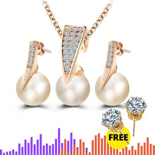 Load image into Gallery viewer, 17KM Fashion Imitation Pearl Jewelry Sets Rhinestone Gold Color Necklace Sets for Women Bridal Wedding Water Drop Earrings