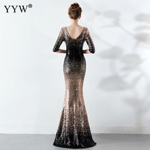 Load image into Gallery viewer, Fashion Luxury Red Black Black &amp; Gold Gradient Sequined Ladies Elegant Mermaid Dress Women Sexy Long Club Party Dresses 2019