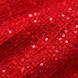 High Quality Runway Dress Autumn Winter Woman Clothes 2019 New Elegant Stand Neck Sequined Tweed Woolen Dress Red Party Vestidos