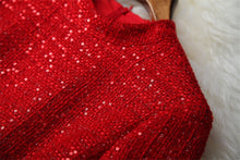 Load image into Gallery viewer, High Quality Runway Dress Autumn Winter Woman Clothes 2019 New Elegant Stand Neck Sequined Tweed Woolen Dress Red Party Vestidos