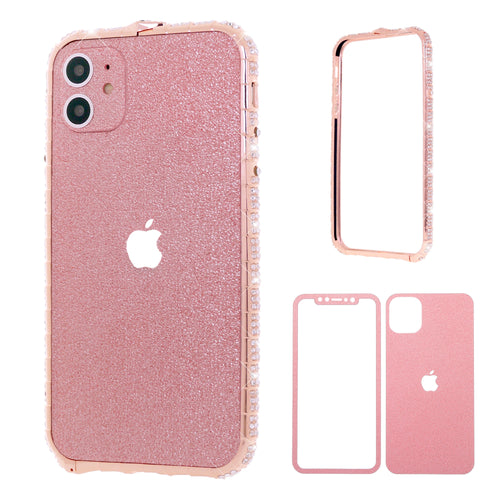 for iPhone 11 Pro Max Case Xs Max Xr X 10 8 7 6 Plus Luxury Bling Diamond Metal Bumper Glitter Stick Cover Girl Women Rhinestone