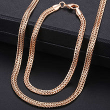 Load image into Gallery viewer, Davieslee 585 Rose Gold Jewelry Set For Women Braided Foxtail Link Chain Necklace Bracelet Set Wholesale Jewelry 2019 Gift LCSS1