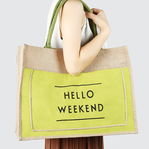 Casual Women's Linen Letter Handbags Brand Designer Large Capacity Shoulder Bags Ladies Beach Travel Tote Clutch Shopping Bag