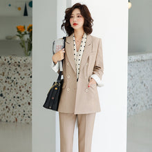 Load image into Gallery viewer, Large size S-4XL high quality autumn and winter women&#39;s professional wear Temperament full sleeve blazer Slim trousers suit set