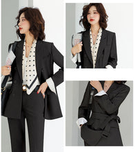 Load image into Gallery viewer, Large size S-4XL high quality autumn and winter women&#39;s professional wear Temperament full sleeve blazer Slim trousers suit set