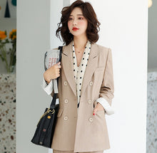 Load image into Gallery viewer, Large size S-4XL high quality autumn and winter women&#39;s professional wear Temperament full sleeve blazer Slim trousers suit set