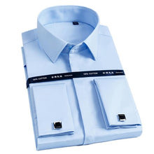 Load image into Gallery viewer, High Quality Men French Cufflinks Shirt Slim Fit Cotton Shirt Men Long Sleeve Business Suits Wedding Party Free Lroning Shirts