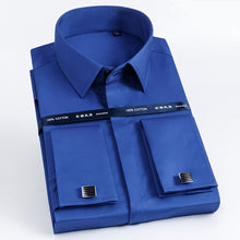 Load image into Gallery viewer, High Quality Men French Cufflinks Shirt Slim Fit Cotton Shirt Men Long Sleeve Business Suits Wedding Party Free Lroning Shirts