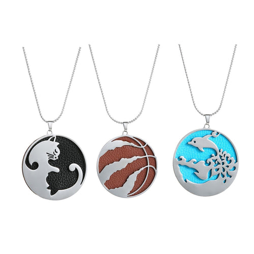 Legenstar Reversible Colorful Leather Pendant Necklaces Cat Basketball Dolphin Charm Stainless Steel Necklace for Women 2019