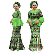 Load image into Gallery viewer, Autumn Dress Women Dress African Bazin Rich Half Sleeve Mermaid Dress Women Dashiki Dress Plus Size African Clothing BRW WY2621