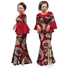 Load image into Gallery viewer, Autumn Dress Women Dress African Bazin Rich Half Sleeve Mermaid Dress Women Dashiki Dress Plus Size African Clothing BRW WY2621