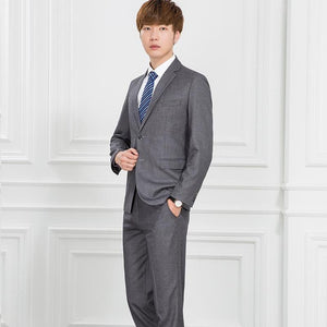 Men's Two Buttons Business Suits Gray Slim Fit Quality Gentlemens Fashion Suits Working Uniform Bridegroom Dress Suits TS-118