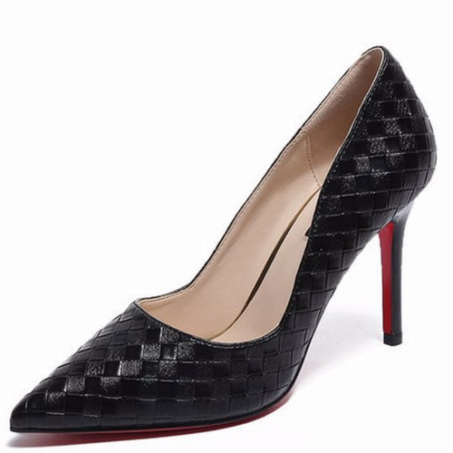 QWEDF 2019 Fashion Women's Shoes Elegant Red Bottom Pointed Toe Women's Pumps Fashion Office 8cm Thin High Heels Career BH-25