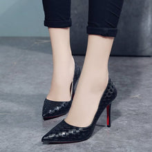 Load image into Gallery viewer, QWEDF 2019 Fashion Women&#39;s Shoes Elegant Red Bottom Pointed Toe Women&#39;s Pumps Fashion Office 8cm Thin High Heels Career BH-25